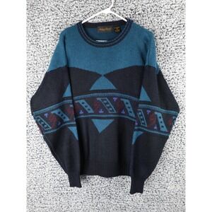 Vintage Michael Gerald Sweater Large Geometric Aztec Print Pullover Korea‎ Made